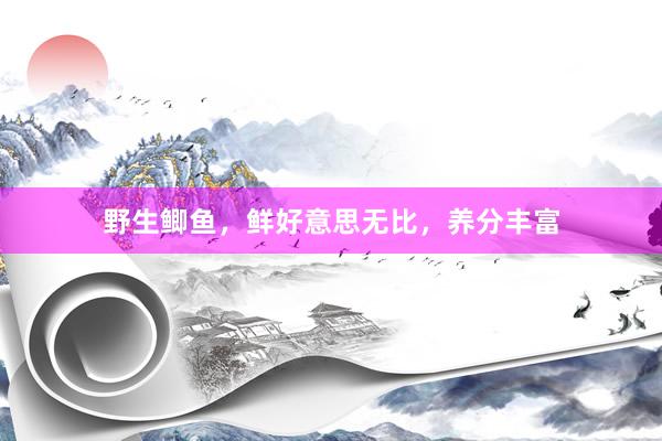 野生鲫鱼，鲜好意思无比，养分丰富